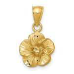 Load image into Gallery viewer, 14k Yellow Gold Satin Diamond-cut Hibiscus Pendant