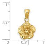 Load image into Gallery viewer, 14k Yellow Gold Satin Diamond-cut Hibiscus Pendant