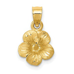 Load image into Gallery viewer, 14K Yellow Gold Satin Diamond-cut Hibiscus Flower Pendant