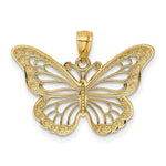 Load image into Gallery viewer, 14K Two-tone Gold with Rhodium Diamond-cut Polished Open Butterfly Pendant