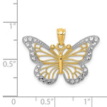 Load image into Gallery viewer, 14K Two-tone Gold with Rhodium Diamond-cut Polished Open Butterfly Pendant