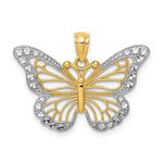 Load image into Gallery viewer, 14K Two-tone Gold with Rhodium Diamond-cut Polished Open Butterfly Pendant