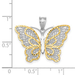 Load image into Gallery viewer, 14K Two-tone Gold with Rhodium Polished Filigree Butterfly Pendant