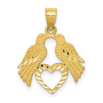 Load image into Gallery viewer, 14K Yellow Gold Polished Diamond-cut Love Birds with Heart Pendant