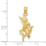 Load image into Gallery viewer, 14k Yellow Gold Polished Hummingbird w/Flower Pendant