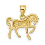 Load image into Gallery viewer, 14k Yellow Gold Satin & Diamond-cut Horse Pendant