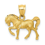 Load image into Gallery viewer, 14k Yellow Gold Satin & Diamond-cut Horse Pendant