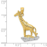 Load image into Gallery viewer, 14K Two-tone Gold with Rhodium Diamond-cut Polished Giraffe Pendant