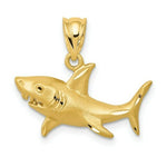 Load image into Gallery viewer, 14k Yellow Gold Satin & Diamond-cut Shark Pendant