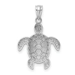 Load image into Gallery viewer, 14k White Gold Diamond-cut Polished Sea Turtle Pendant