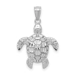Load image into Gallery viewer, 14k White Gold Diamond-cut Polished Sea Turtle Pendant