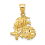 Load image into Gallery viewer, 14k Yellow Gold Satin Diamond-cut Sea Life Pendant