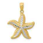 Load image into Gallery viewer, 14K Two-tone Gold with Rhodium Diamond-cut Starfish Pendant