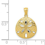 Load image into Gallery viewer, 14K Two-tone Gold with Rhodium Diamond-cut Polished Sand Dollar Pendant