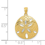 Load image into Gallery viewer, 14K Two-tone Gold with Rhodium Diamond-cut Polished Sand Dollar Pendant