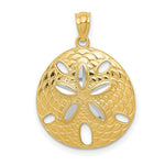 Load image into Gallery viewer, 14K Two-tone Gold with Rhodium Diamond-cut Polished Sand Dollar Pendant