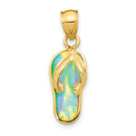 Load image into Gallery viewer, 14k Yellow Gold Polished w/Created White Opal Flip Flop Pendant