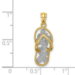 Load image into Gallery viewer, 14K Two-tone Gold with Rhodium Polished Floral Flip Flop Pendant