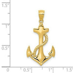 Load image into Gallery viewer, 14k Yellow Gold Polished Anchor w/Rope Pendant
