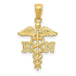 Load image into Gallery viewer, 14K Yellow Gold Diamond-cut Polished RN Nurse Pendant