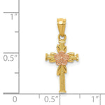 Load image into Gallery viewer, 14k Yellow & Rose Gold Polished Diamond-cut Cross Flower Pendant