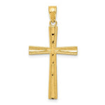 Load image into Gallery viewer, 14k Yellow Gold Reversible Satin/Diamond-cut Cross Pendant