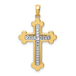 Load image into Gallery viewer, 14k Two Tone Gold Diamond-cut Polished 3D Cross Pendant