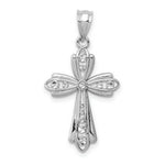 Load image into Gallery viewer, 14k White Gold Polished Diamond-cut Fancy Cross Pendant