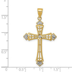 Load image into Gallery viewer, 14K Two-tone Gold with Rhodium Diamond-cut Cross Pendant