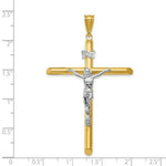 Load image into Gallery viewer, 14k Two Tone Gold Polished 2 inch Crucifix Pendant