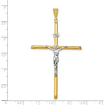Load image into Gallery viewer, 14k Two Tone Gold Polished Jesus 3 inch Crucifix Pendant