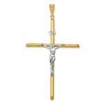 Load image into Gallery viewer, 14k Two Tone Gold Polished Jesus 3 inch Crucifix Pendant