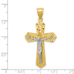 Load image into Gallery viewer, 14k Two Tone Gold Diamond-cut Passion Crucifix Pendant