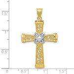 Load image into Gallery viewer, 14K Two-tone Gold with Rhodium Diamond-cut Filigree Cross Pendant