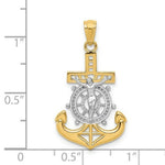 Load image into Gallery viewer, 14K Two-tone Gold with Rhodium Polished Mariners Crucifix Pendant