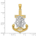 Load image into Gallery viewer, 14K Two-tone Gold with Rhodium Polished Mariners Crucifix Pendant