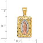 Load image into Gallery viewer, 14k Tri-Color Gold Diamond-cut Lady of Guadalupe Pendant
