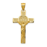 Load image into Gallery viewer, 14k Yellow Gold San Benito 2-Sided Crucifix Pendant