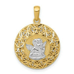 Load image into Gallery viewer, 14k Yellow Gold Two-tone Polished Filigree Guardian Angel Round Pendant