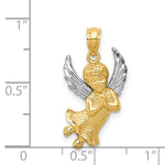 Load image into Gallery viewer, 14K Two-tone Gold with Rhodium Diamond-cut Praying Angel Pendant
