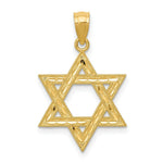Load image into Gallery viewer, 14K Yellow Gold Diamond-cut Polished Star of David Pendant