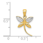 Load image into Gallery viewer, 14K Two-tone Gold with Rhodium Diamond-cut and Polished Dragonfly Pendant