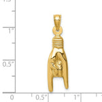 Load image into Gallery viewer, 14K Yellow Gold Hollow Rock On Sign Charm Pendant