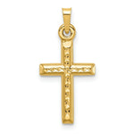Load image into Gallery viewer, 14K Yellow Gold Hollow Diamond-cut Cross Pendant