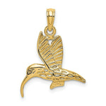 Load image into Gallery viewer, 14K Yellow Gold 2-D & Textured Hummingbird Flying Charm Pendant