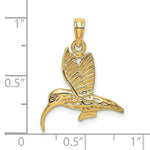 Load image into Gallery viewer, 14K Yellow Gold 2-D & Textured Hummingbird Flying Charm Pendant