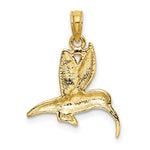 Load image into Gallery viewer, 14K Yellow Gold 2-D & Textured Hummingbird Flying Charm Pendant
