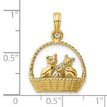 Load image into Gallery viewer, 14K Yellow Gold 3-D Cats Inside Of Basket Charm Pendant