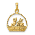 Load image into Gallery viewer, 14K Yellow Gold 3-D Cats Inside Of Basket Charm Pendant