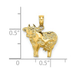 Load image into Gallery viewer, 14K Yellow Gold 2-D & Polished Playful Cow Charm Pendant